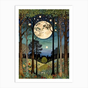 William Morris Moonlight In The Woods 46 Art Print