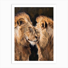 Barbary Lion Rituals Acrylic Painting 3 Art Print