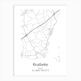 Kruibeke,Belgium Minimalist Map Art Print