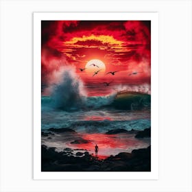 Sunset Over The Ocean 8 Art Print