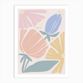 Pastel Flowers Scandinavian 1 Art Print