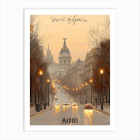 Heart Of Madrid, minimalist soft tones palette, watercolor poster Art Print