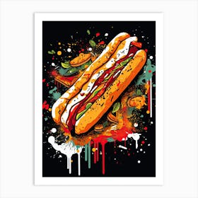 Hot Dog Basquiat style Art Print