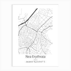 Nea Erythraia,Greece Minimalist Map Art Print