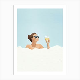 Woman In A Bubble Bath Art Print