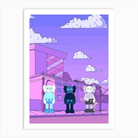 three kaws variant Art Print