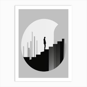 Silhouette Of A Man On The Stairs Art Print