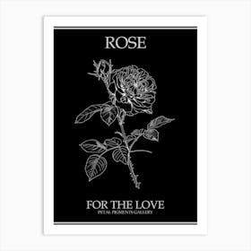 Black And White Rose Line Drawing 5 Poster Inverted Art Print