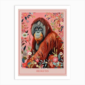 Floral Animal Painting Orangutan 1 Poster Art Print