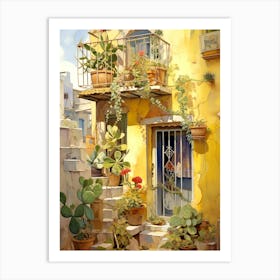 Cactus Garden Mediterranean Painting Art Print