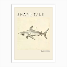 Mako Shark Vintage Illustration 6 Poster Art Print