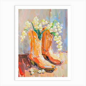 Cowboy Boots And Wildflowers Lily Of The Valley Art Print