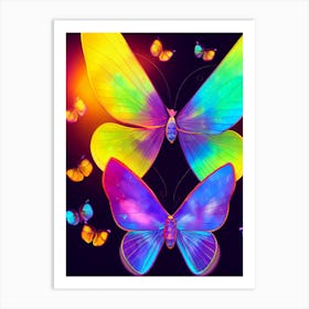 Neon Butterflies Art Print