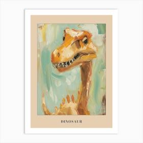 Mustard & Teal Dinosaur Painting Poster Art Print