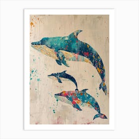 Whimsical Whales Brushstrokes 2 Art Print