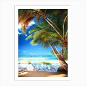 Tropical Beach With Palm Trees 2 Art Print