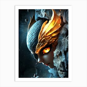 Girl With A Dragon Head Art Print