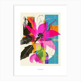 Poinsettia 3 Neon Flower Collage Poster Art Print