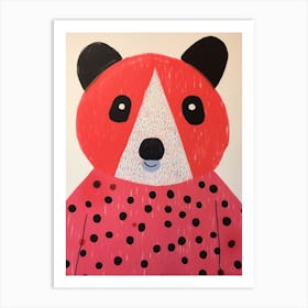Pink Polka Dot Red Panda 1 Art Print