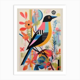 Colourful Scandi Bird American Goldfinch 2 Art Print