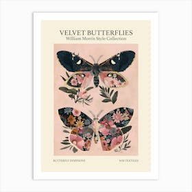 Velvet Butterflies Collection Butterfly Symphony William Morris Style 3 Art Print