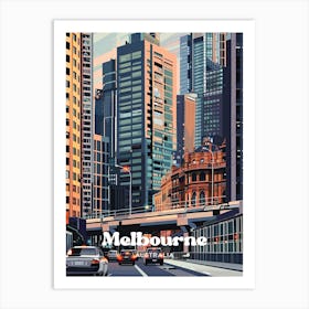 Melbourne Australia Urban City Travel Art Illustration Art Print