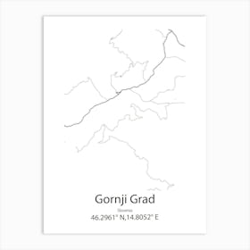 Gornji Grad,Slovenia Minimalist Map Art Print