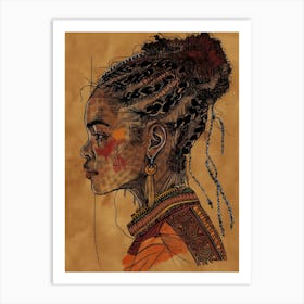 African Girl With Braids 1 Art Print