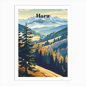 Harz Mountains Germany Alpine Art Illustration Art Print