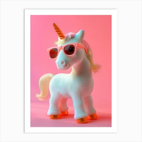 Toy Unicorn In Sunglasses Pastel 1 Art Print