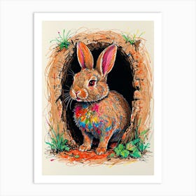 Rabbit In A Hole Art Print