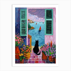 Cat By The Sea Art Print