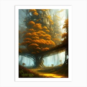 Tree House In The Forest Art Print