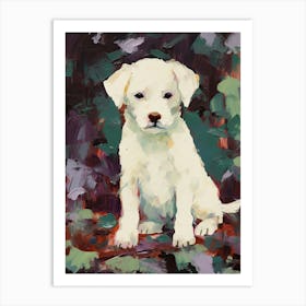 A Bichon Frise Dog Painting, Impressionist 1 Art Print