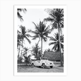 4x4 Car Jeep Hawaii Tropical Palms Drive Botanical 3x4 Art Print
