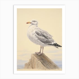 Vintage Bird Drawing Seagull 2 Art Print
