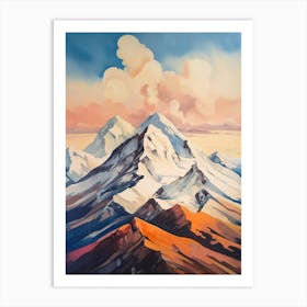 Mount Elbrus Russia 3 Mountain Painting Art Print