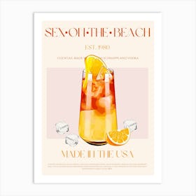 Sex On The Beach Cocktail Mid Century Art Print