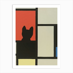 Composition (1921) And Black Cat, Piet Mondrian  Inspired Art Print