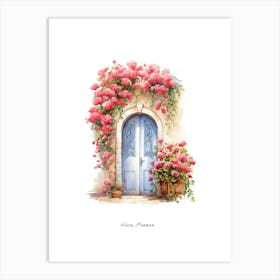 Nice, France   Mediterranean Doors Watercolour Painting 2 Poster Art Print