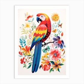 Scandinavian Bird Illustration Parrot 2 Art Print