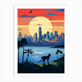 San Diego, United States Skyline With A Cat 1 Art Print
