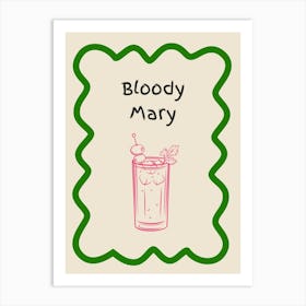 Bloody Mary Doodle Poster Green & Pink Art Print