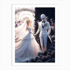 Beauty and the Skeleton Wedding Art Print #2 Art Print