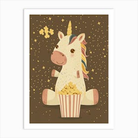 Muted Pastels Unicorn Eating Popcorn 2 Art Print