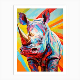 Rhino In The Wild Colour Burst 3 Art Print