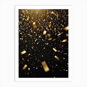 Gold Confetti On Black Background 2 Art Print