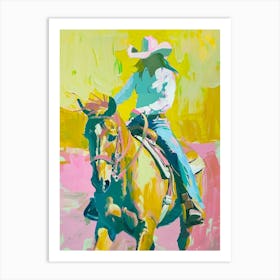 Pink And Yellow Cowboy Painting 1 Art Print