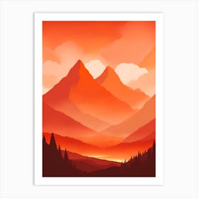 Misty Mountains Vertical Composition In Orange Tone 296 Art Print