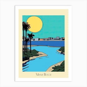 Poster Of Minimal Design Style Of Miami Beach, Usa 5 Art Print